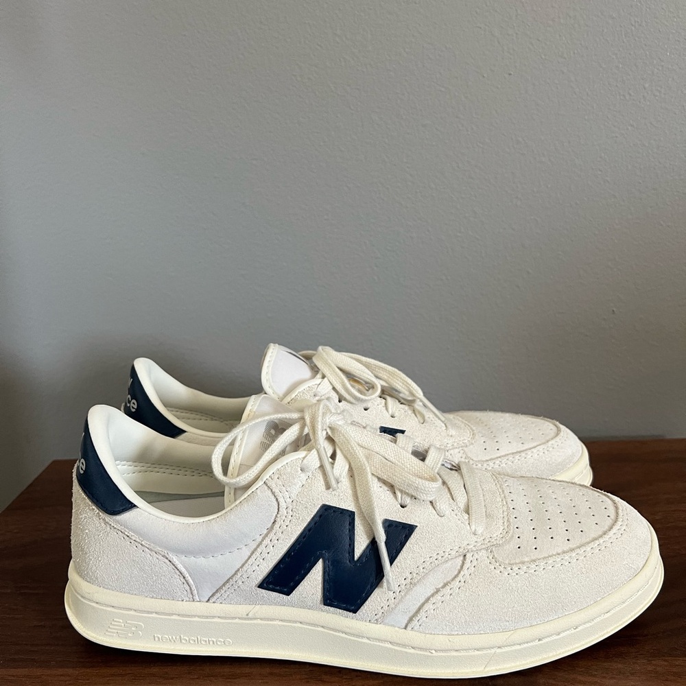 New Balance White and Navy Sneakers